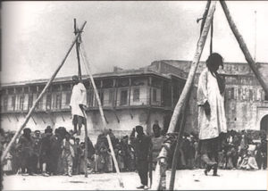 Armenians hanged in the street in Constantinople before the deportation of the Armenians to the desert had begun. — Armin T. Wegner / Armenian National Institute